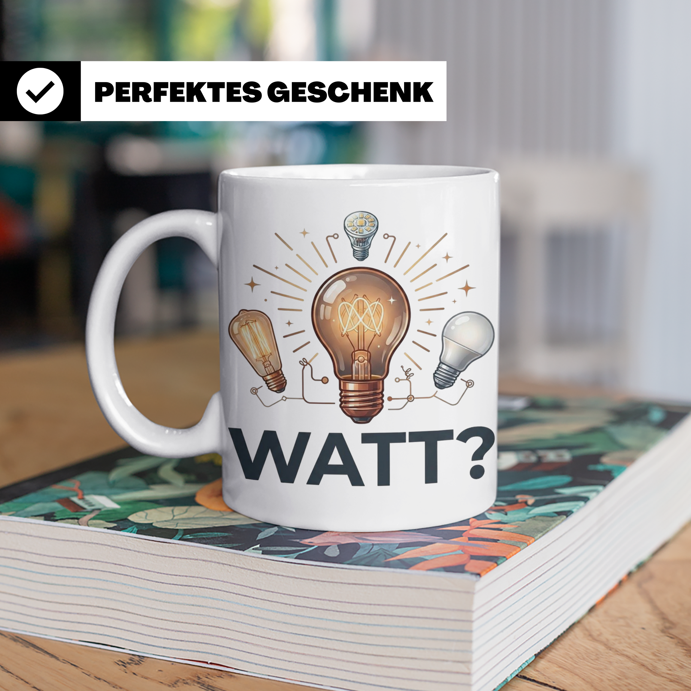 Elektriker Tasse WATT? Spruch, Kaffeetasse für Elektroniker, – Weiß [farbe:weiß]