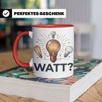 Elektriker Tasse WATT? Spruch, Kaffeetasse für Elektroniker, – Rot [farbe:rot]