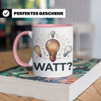 Elektriker Tasse WATT? Spruch, Kaffeetasse für Elektroniker, – Rosa [farbe:rosa]