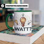 Elektriker Tasse WATT? Spruch, Kaffeetasse für Elektroniker, – Grün [farbe:grün]