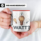 Elektriker Tasse WATT? Spruch, Kaffeetasse für Elektroniker, – Rot [farbe:rot]