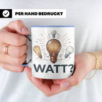 Elektriker Tasse WATT? Spruch, Kaffeetasse für Elektroniker, – Blau [farbe:blau]