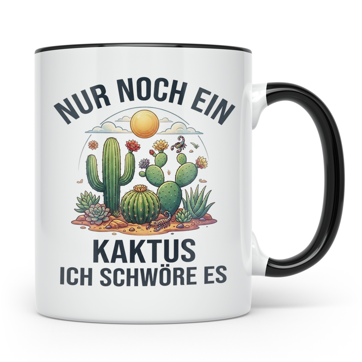Kaktus Tasse Nur noch ein Kaktus, lustiges Geschenk für Pfla – Schwarz [farbe:schwarz]