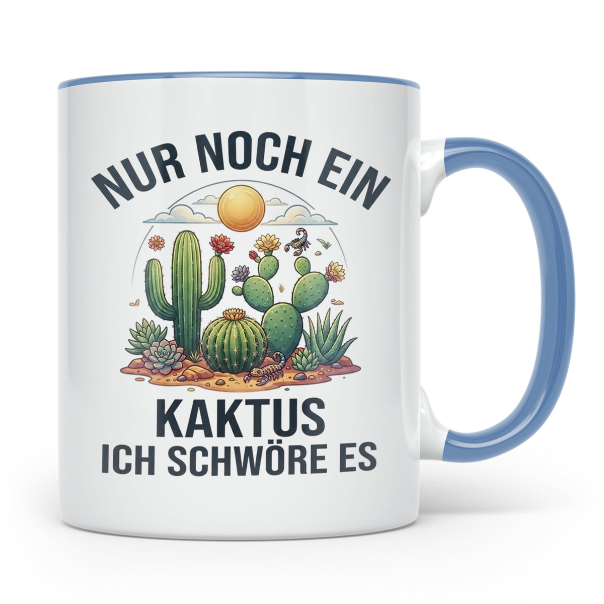 Kaktus Tasse Nur noch ein Kaktus, lustiges Geschenk für Pfla – Blau [farbe:blau]
