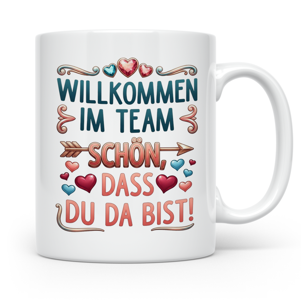 Willkommen im Team Tasse, Geschenk für neuen Mitarbeiter zum – Weiß [farbe:weiß]