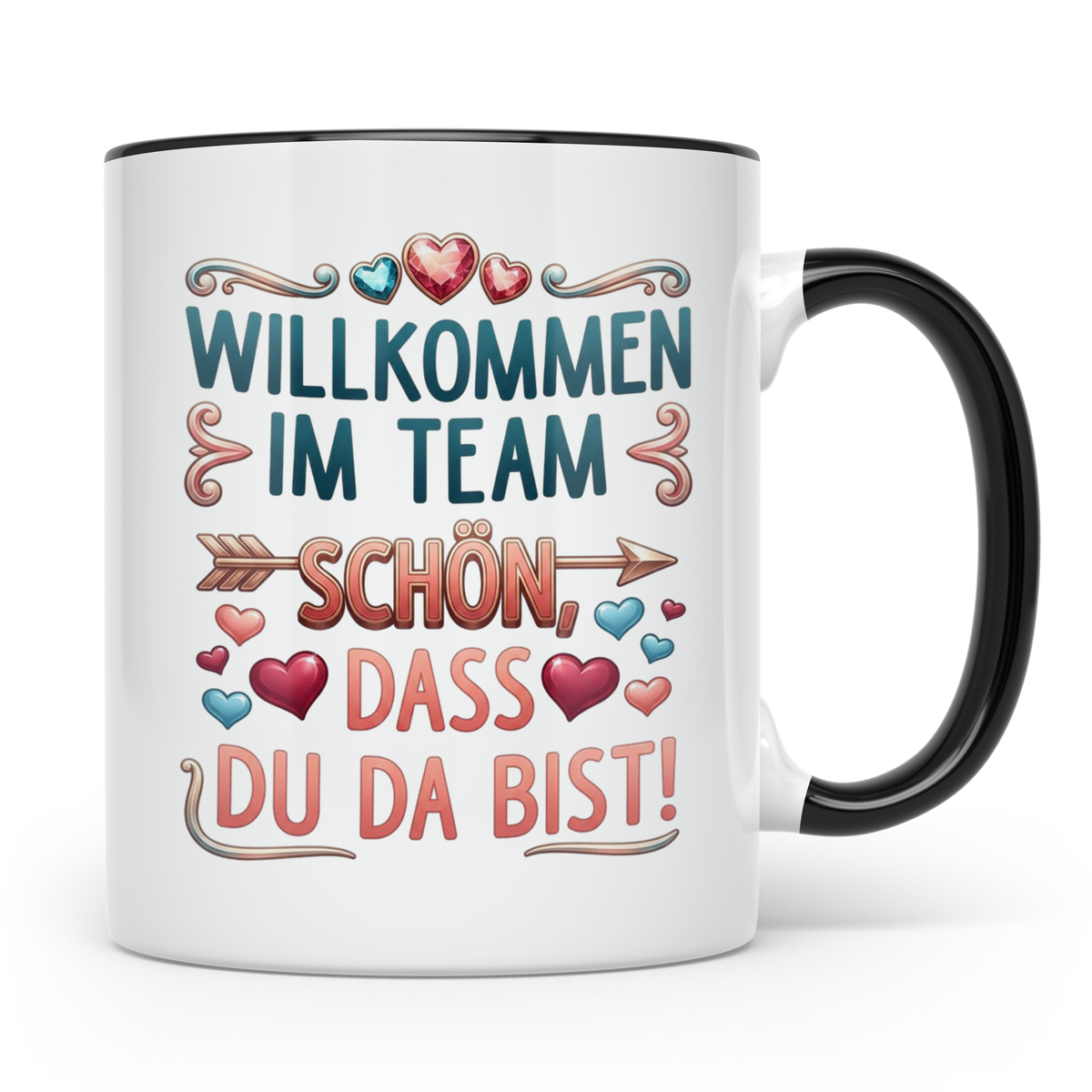 Willkommen im Team Tasse, Geschenk für neuen Mitarbeiter zum – Schwarz [farbe:schwarz]