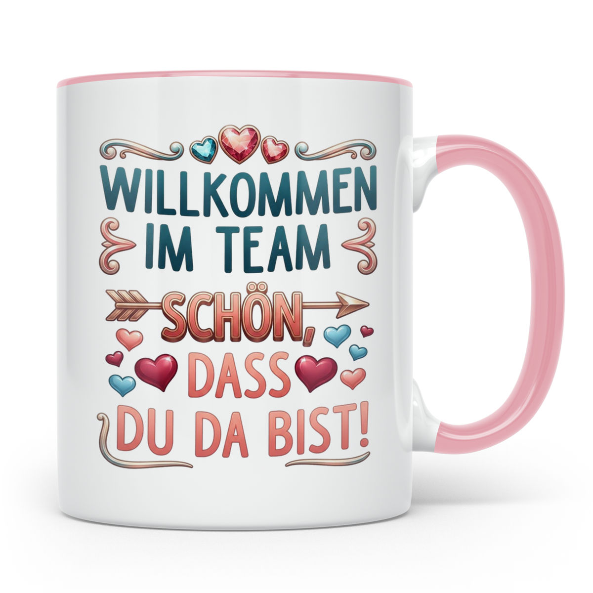 Willkommen im Team Tasse, Geschenk für neuen Mitarbeiter zum – Rosa [farbe:rosa]