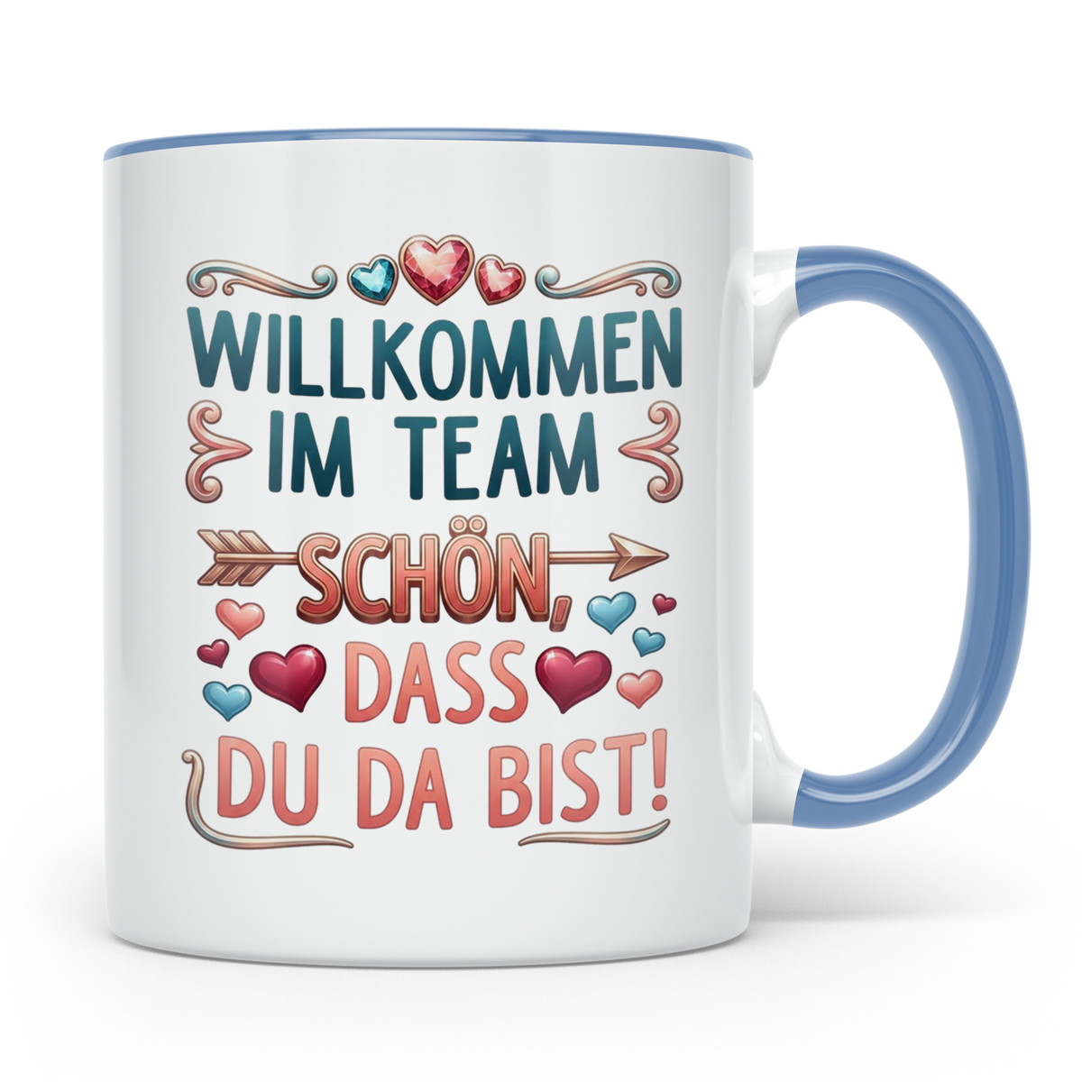 Willkommen im Team Tasse, Geschenk für neuen Mitarbeiter zum – Blau [farbe:blau]