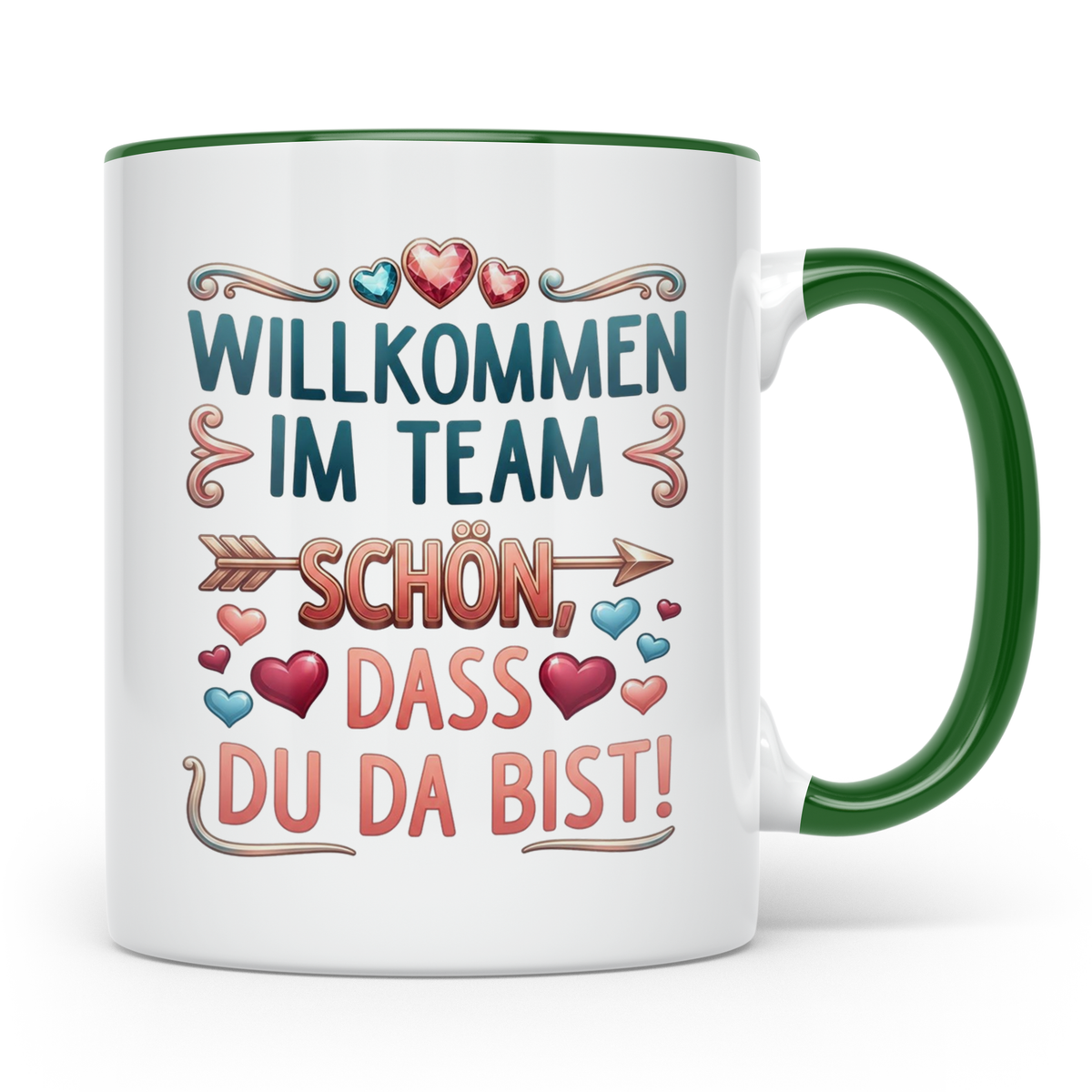 Willkommen im Team Tasse, Geschenk für neuen Mitarbeiter zum – Grün [farbe:grün]