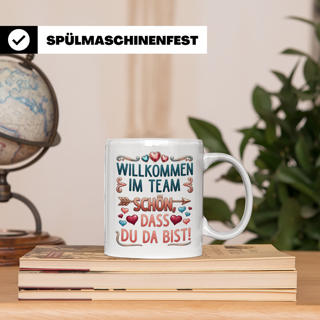 Willkommen im Team Tasse, Geschenk für neuen Mitarbeiter zum – Weiß [farbe:weiß]