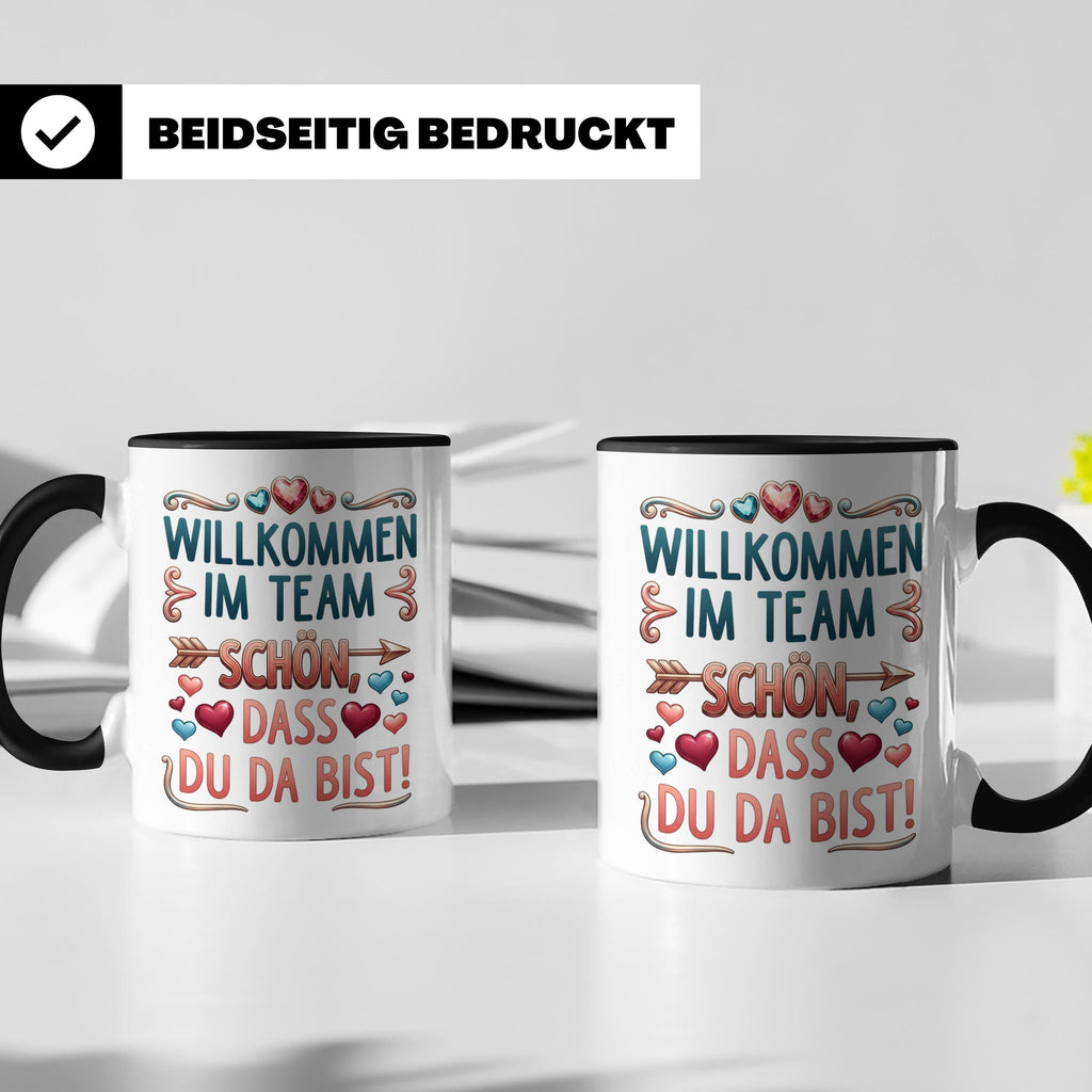 Willkommen im Team Tasse, Geschenk für neuen Mitarbeiter zum – Schwarz [farbe:schwarz]