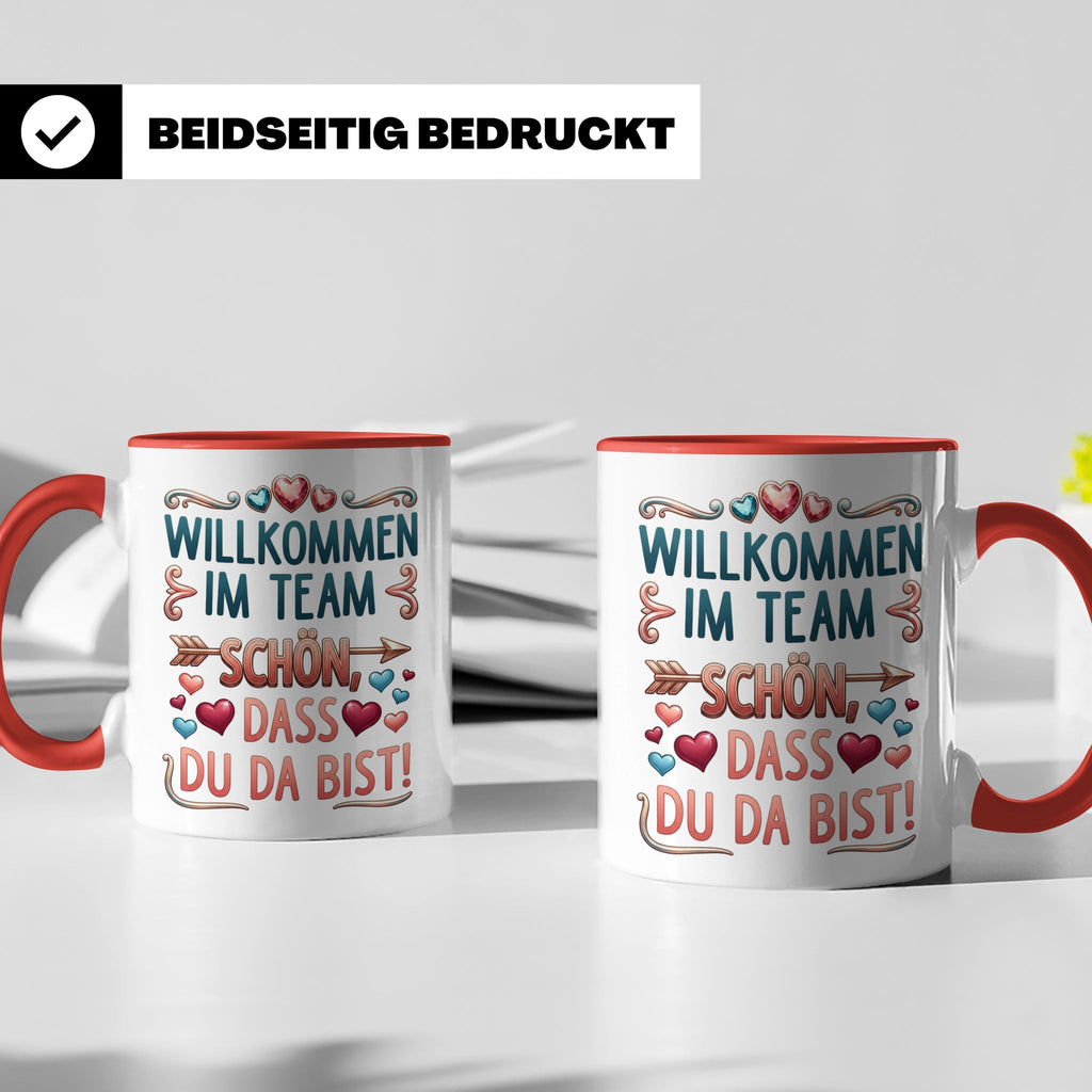 Willkommen im Team Tasse, Geschenk für neuen Mitarbeiter zum – Rot [farbe:rot]