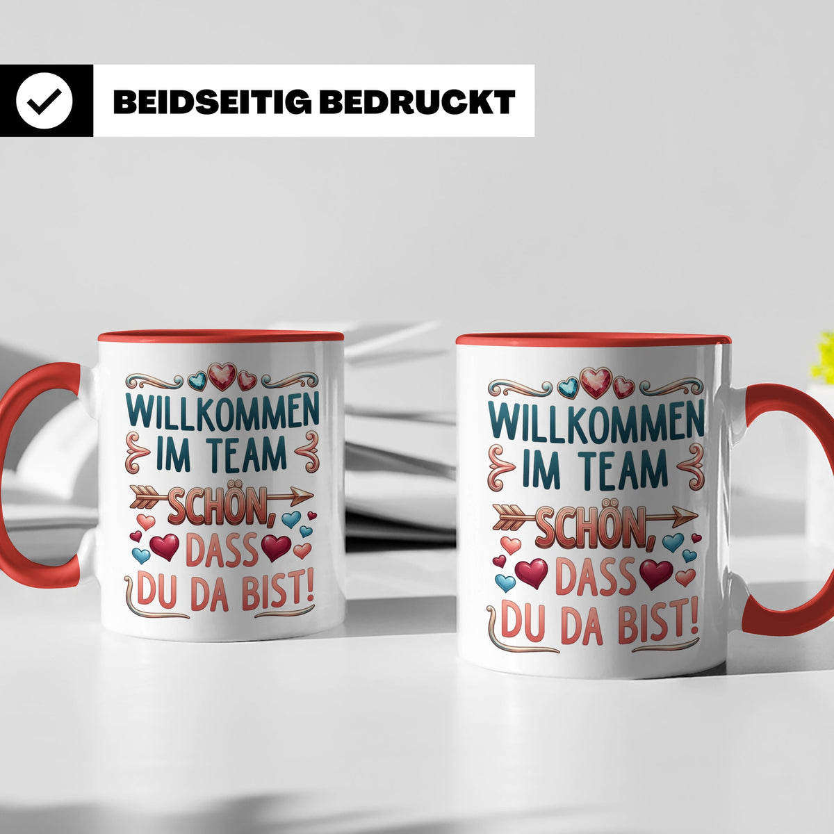 Willkommen im Team Tasse, Geschenk für neuen Mitarbeiter zum – Rot [farbe:rot]
