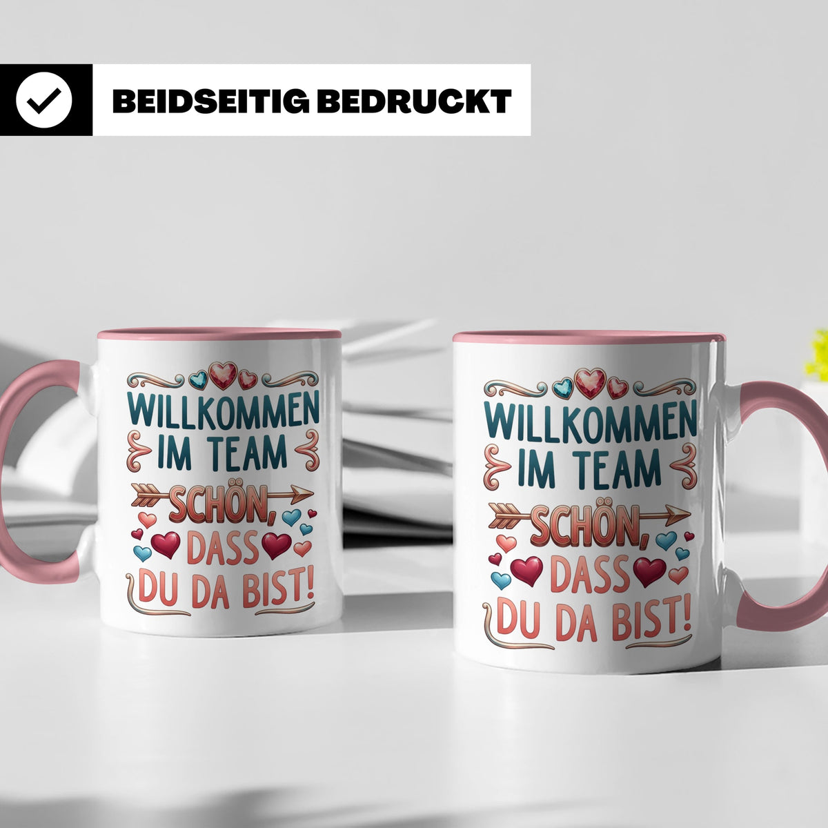 Willkommen im Team Tasse, Geschenk für neuen Mitarbeiter zum – Rosa [farbe:rosa]