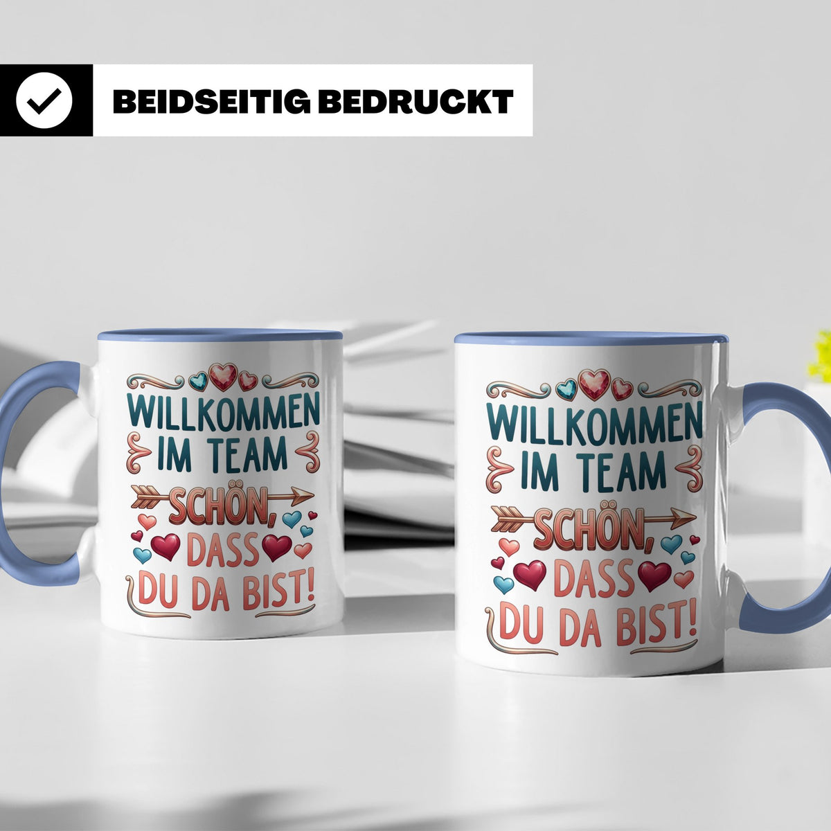 Willkommen im Team Tasse, Geschenk für neuen Mitarbeiter zum – Blau [farbe:blau]
