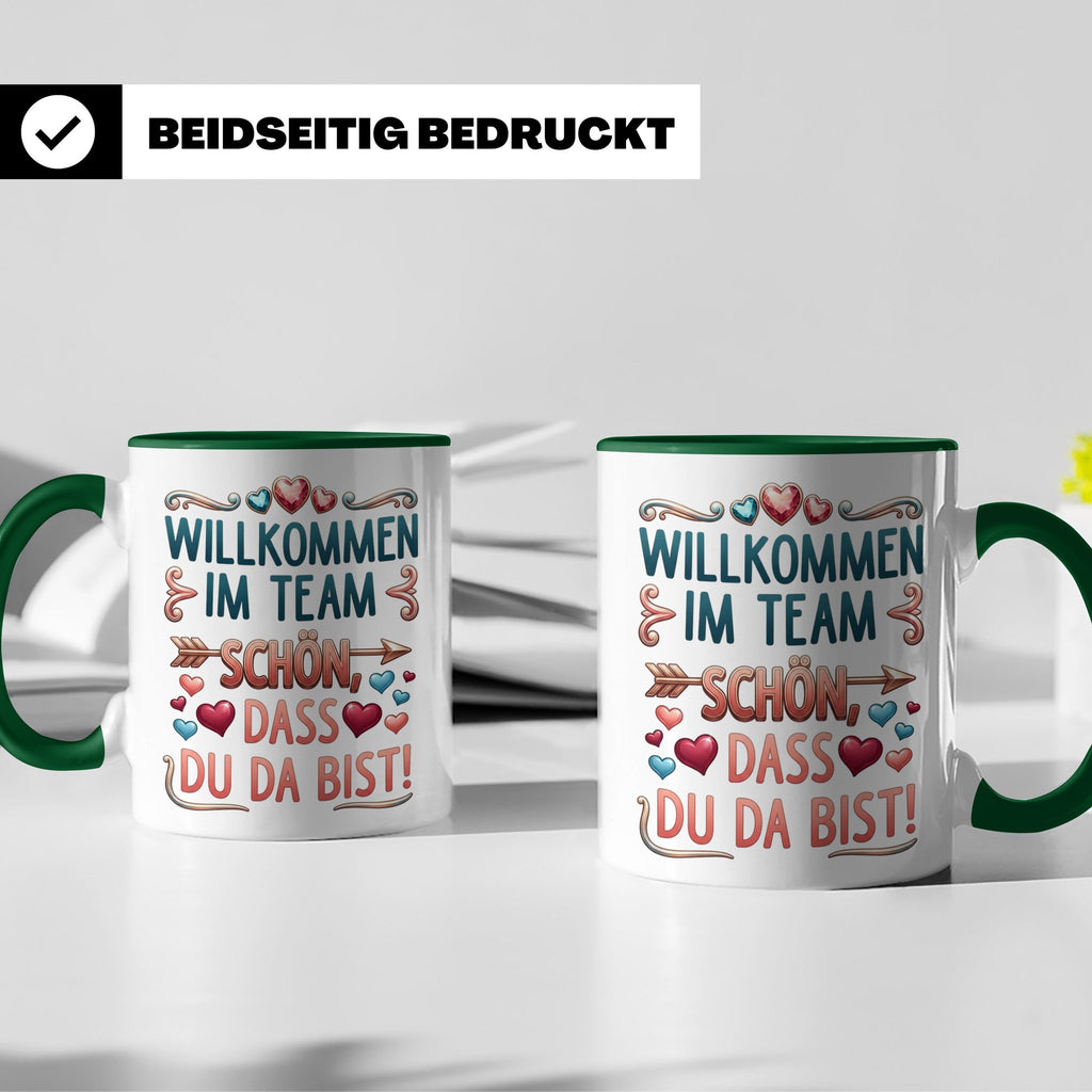Willkommen im Team Tasse, Geschenk für neuen Mitarbeiter zum – Grün [farbe:grün]