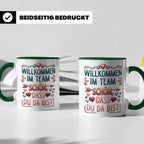 Willkommen im Team Tasse, Geschenk für neuen Mitarbeiter zum – Grün [farbe:grün]