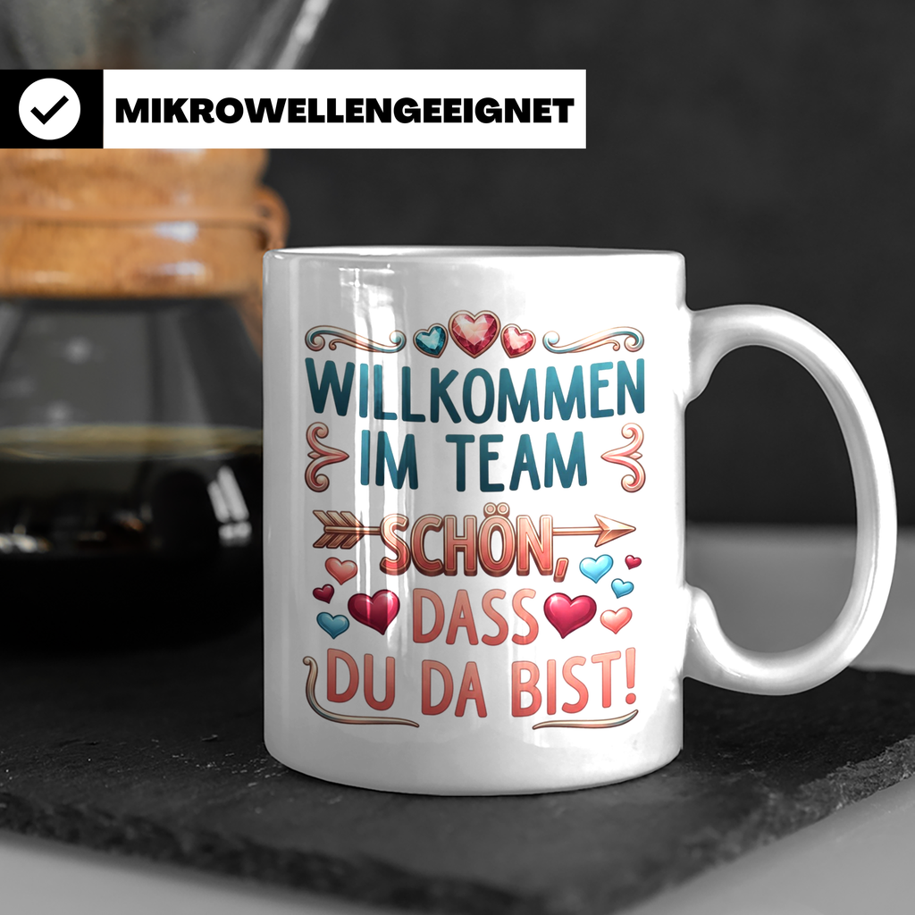 Willkommen im Team Tasse, Geschenk für neuen Mitarbeiter zum – Weiß [farbe:weiß]