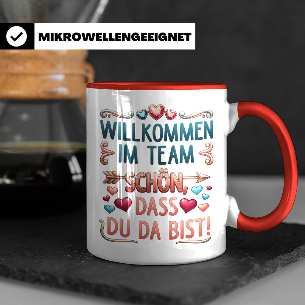 Willkommen im Team Tasse, Geschenk für neuen Mitarbeiter zum – Rot [farbe:rot]