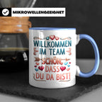 Willkommen im Team Tasse, Geschenk für neuen Mitarbeiter zum – Blau [farbe:blau]