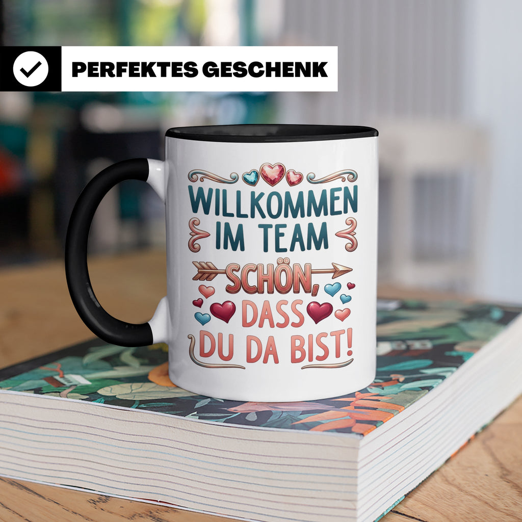 Willkommen im Team Tasse, Geschenk für neuen Mitarbeiter zum – Schwarz [farbe:schwarz]