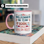 Willkommen im Team Tasse, Geschenk für neuen Mitarbeiter zum – Rosa [farbe:rosa]