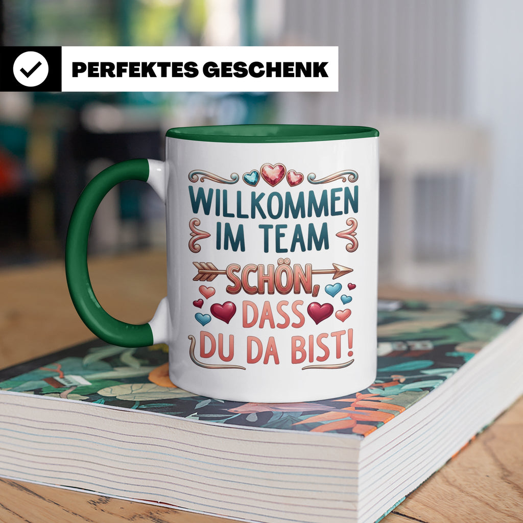 Willkommen im Team Tasse, Geschenk für neuen Mitarbeiter zum – Grün [farbe:grün]