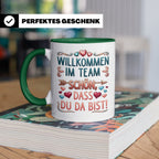 Willkommen im Team Tasse, Geschenk für neuen Mitarbeiter zum – Grün [farbe:grün]