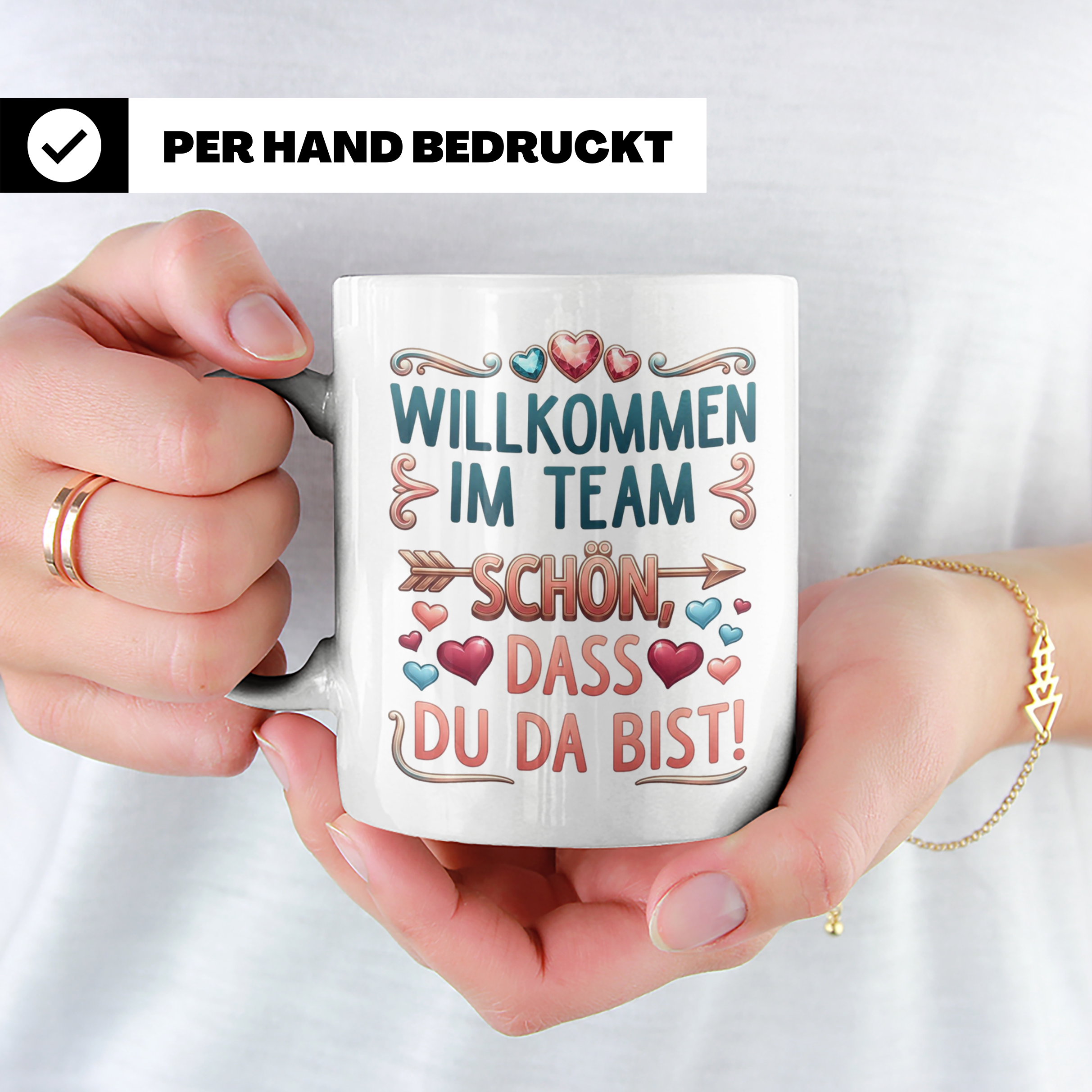 Willkommen im Team Tasse, Geschenk für neuen Mitarbeiter zum – Weiß [farbe:weiß]