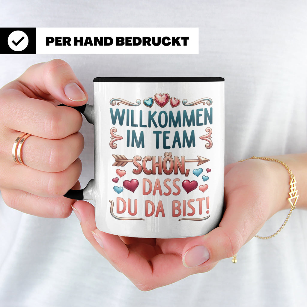 Willkommen im Team Tasse, Geschenk für neuen Mitarbeiter zum – Schwarz [farbe:schwarz]