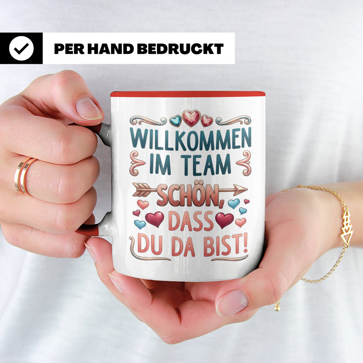 Willkommen im Team Tasse, Geschenk für neuen Mitarbeiter zum – Rot [farbe:rot]