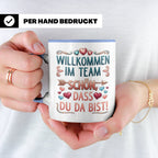 Willkommen im Team Tasse, Geschenk für neuen Mitarbeiter zum – Blau [farbe:blau]