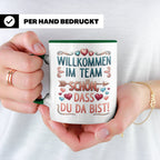 Willkommen im Team Tasse, Geschenk für neuen Mitarbeiter zum – Grün [farbe:grün]