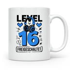 Level 16 Tasse freigeschaltet Gamer Geburtstag - Gaming Headset Geschenkidee für Zocker 16. Geburtstag - Geburtstagsgeschenk 16 Jahre