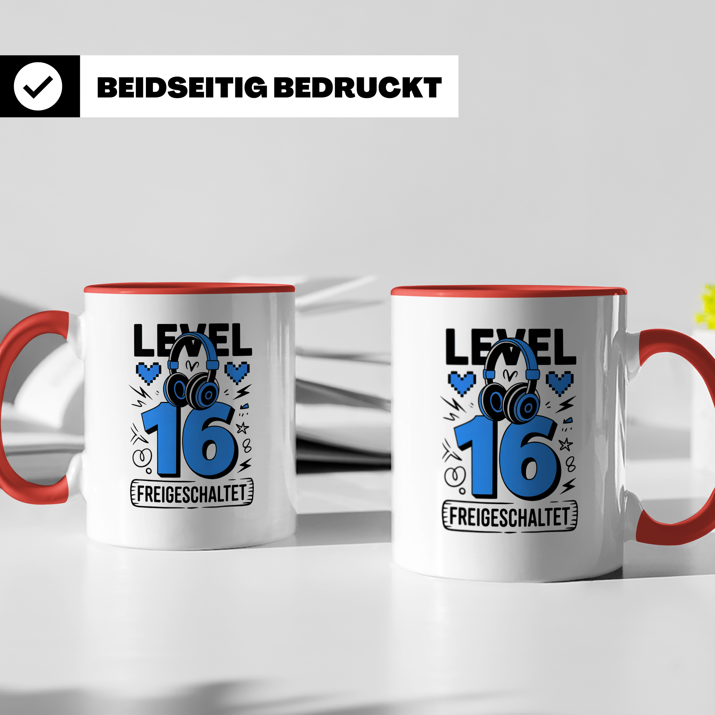 Level 16 Tasse freigeschaltet Gamer Geburtstag - Gaming Headset Geschenkidee für Zocker 16. Geburtstag - Geburtstagsgeschenk 16 Jahre