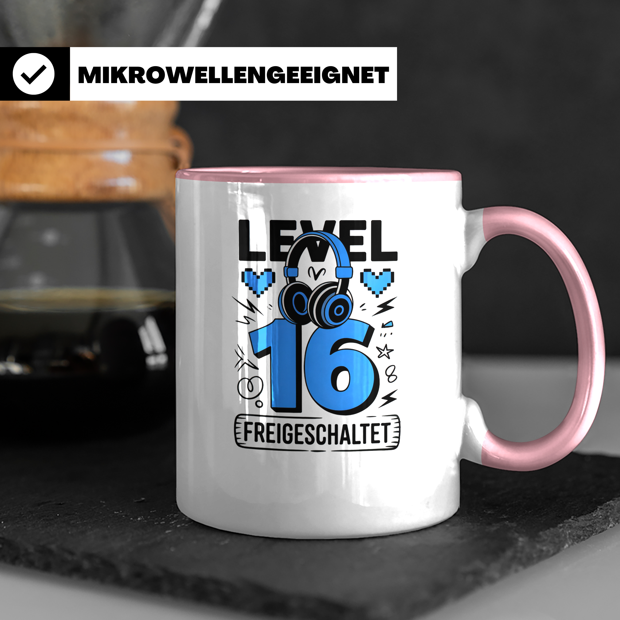 Level 16 Tasse freigeschaltet Gamer Geburtstag - Gaming Headset Geschenkidee für Zocker 16. Geburtstag - Geburtstagsgeschenk 16 Jahre