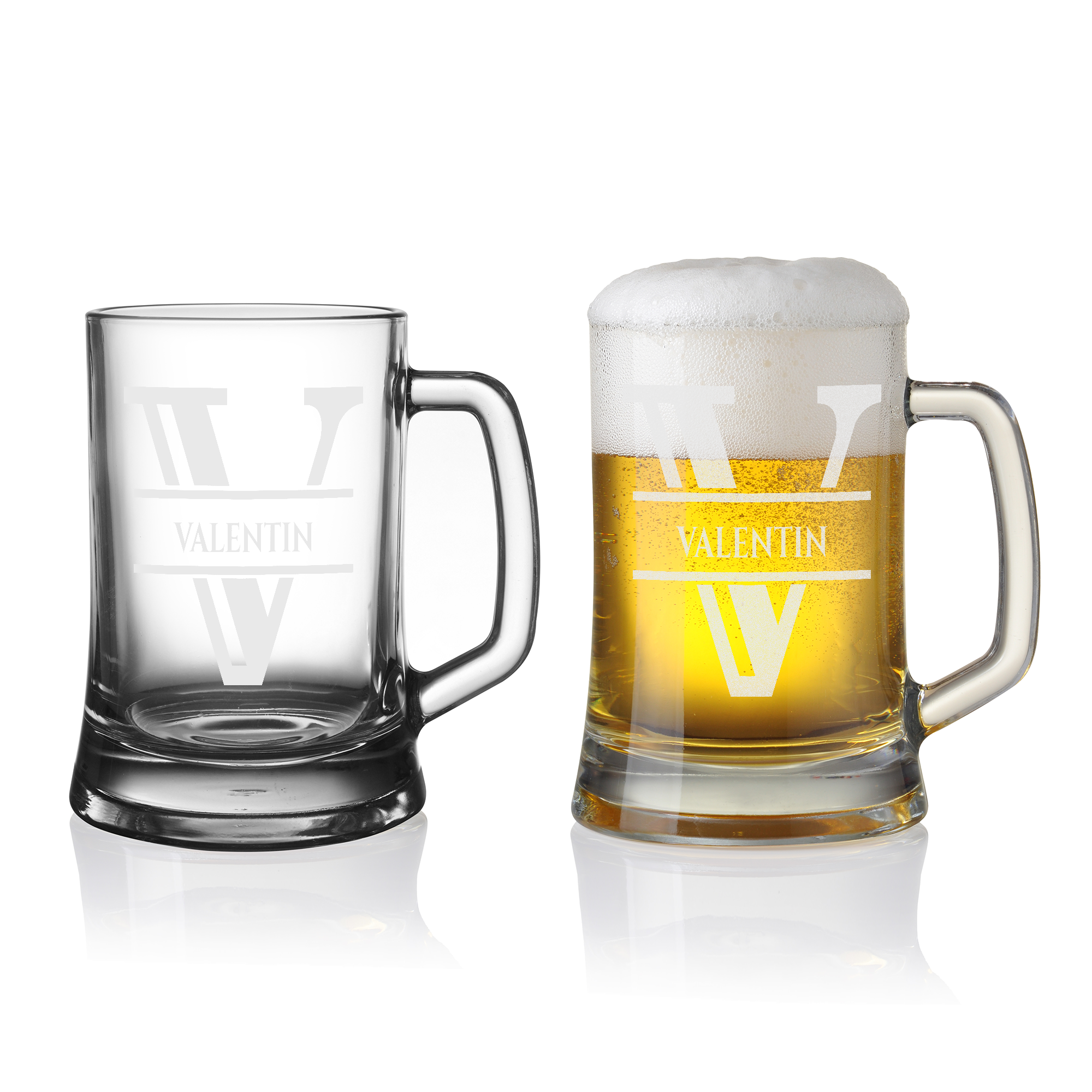 Personalisiertes Bierkrug mit Monogramm – Elegantes Geschenk für Männer, Monogramm V Bierkrug für Beste Freunde, Ideal für Geburtstagsgeschenke
