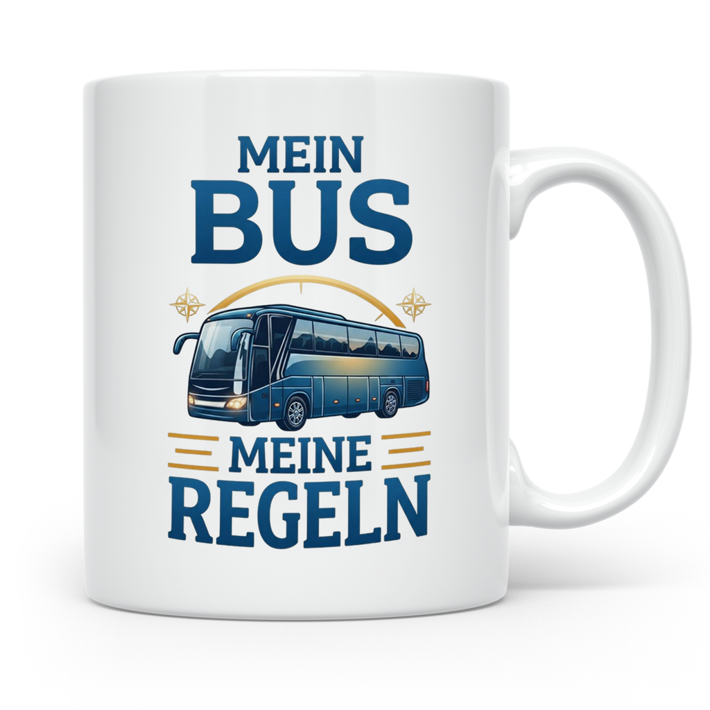 Busfahrer Tasse mit Spruch Mein Bus Meine Regeln, Geschenk f – Weiß [farbe:weiß]
