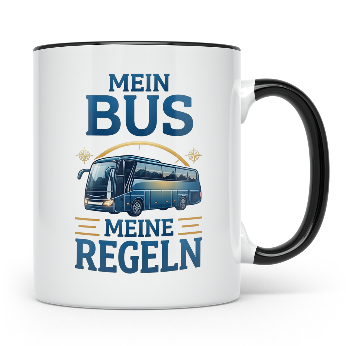 Busfahrer Tasse mit Spruch Mein Bus Meine Regeln, Geschenk f – Schwarz [farbe:schwarz]