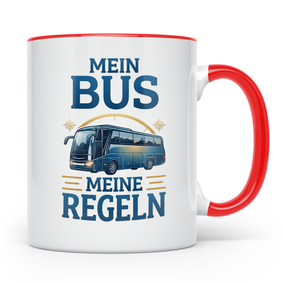 Busfahrer Tasse mit Spruch Mein Bus Meine Regeln, Geschenk f – Rot [farbe:rot]