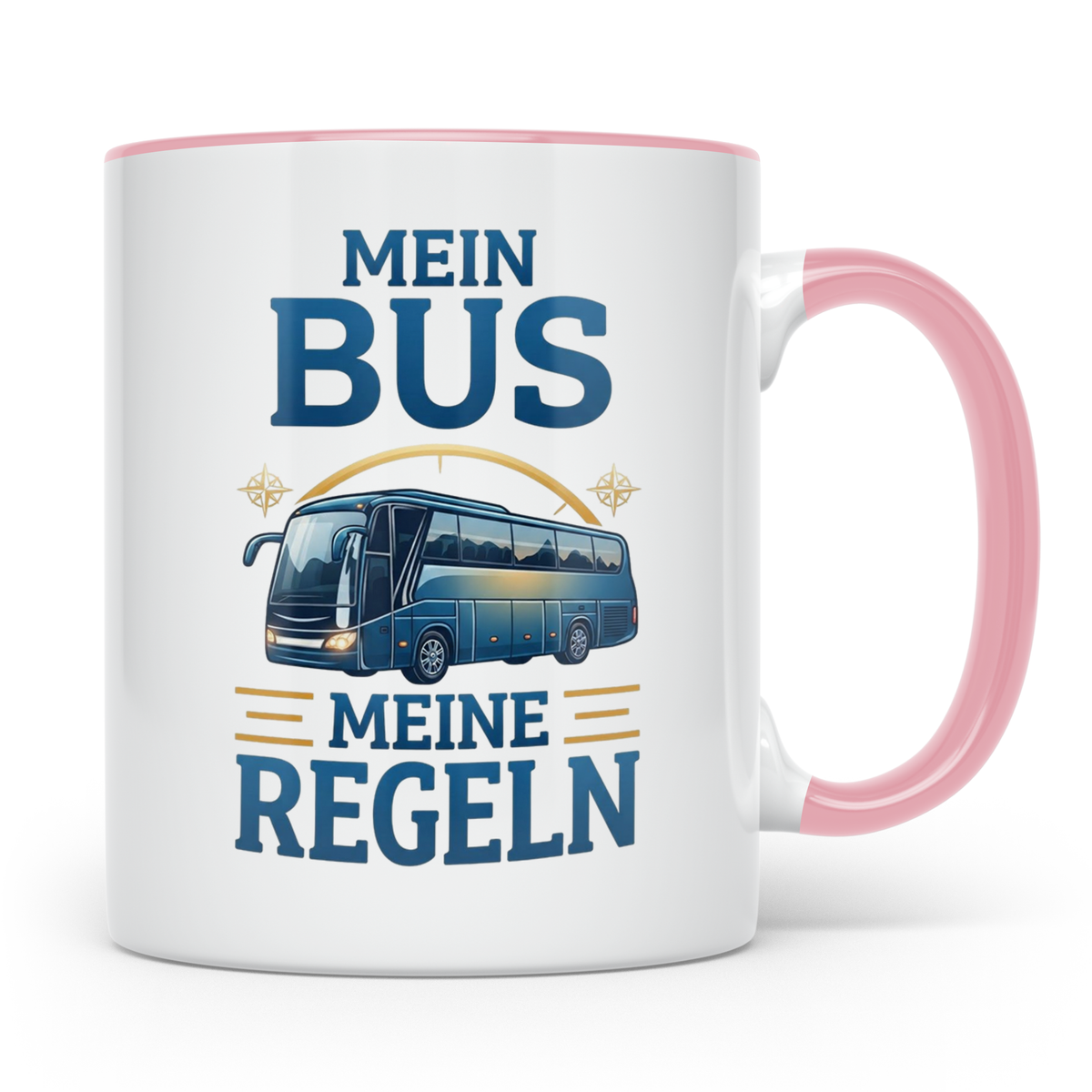 Busfahrer Tasse mit Spruch Mein Bus Meine Regeln, Geschenk f – Rosa [farbe:rosa]