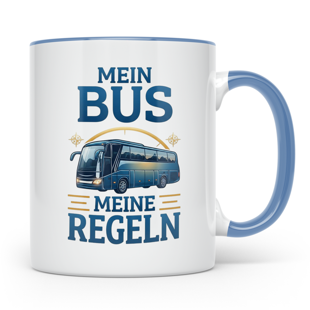 Busfahrer Tasse mit Spruch Mein Bus Meine Regeln, Geschenk f – Blau [farbe:blau]