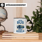 Busfahrer Tasse mit Spruch Mein Bus Meine Regeln, Geschenk f – Schwarz [farbe:schwarz]