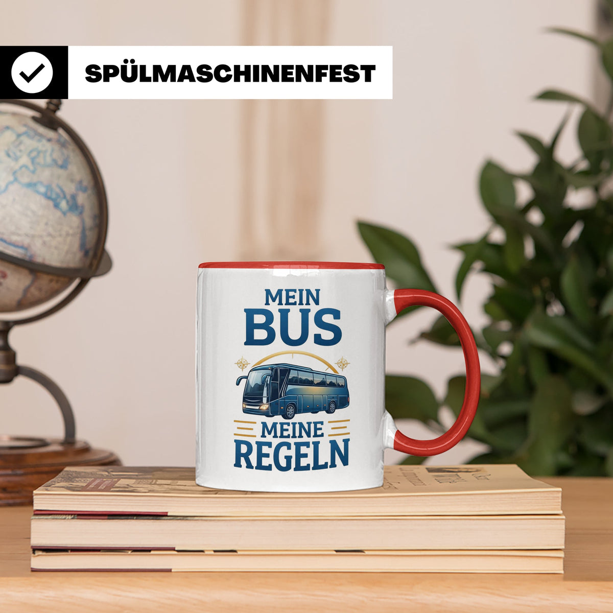 Busfahrer Tasse mit Spruch Mein Bus Meine Regeln, Geschenk f – Rot [farbe:rot]