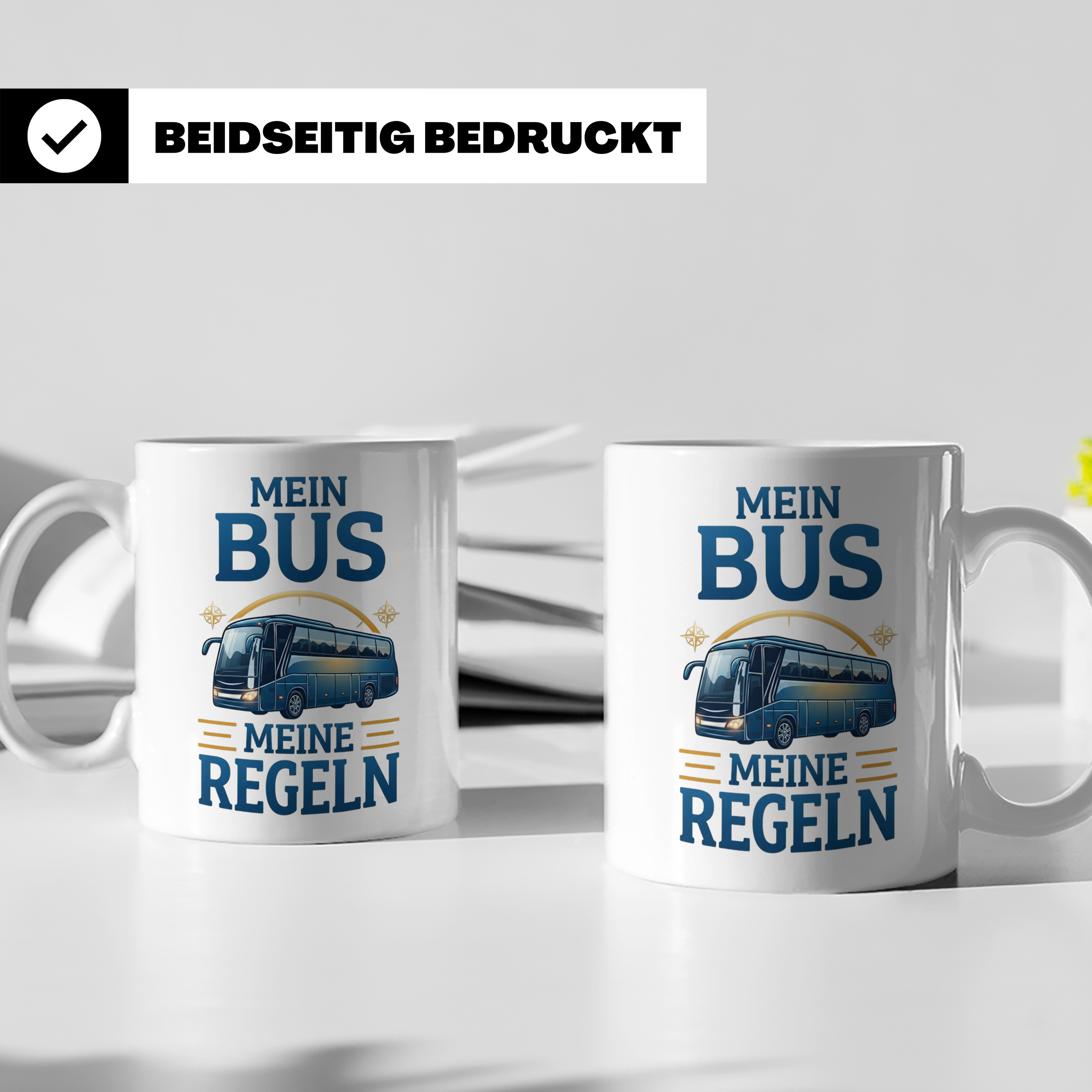 Busfahrer Tasse mit Spruch Mein Bus Meine Regeln, Geschenk f – Weiß [farbe:weiß]