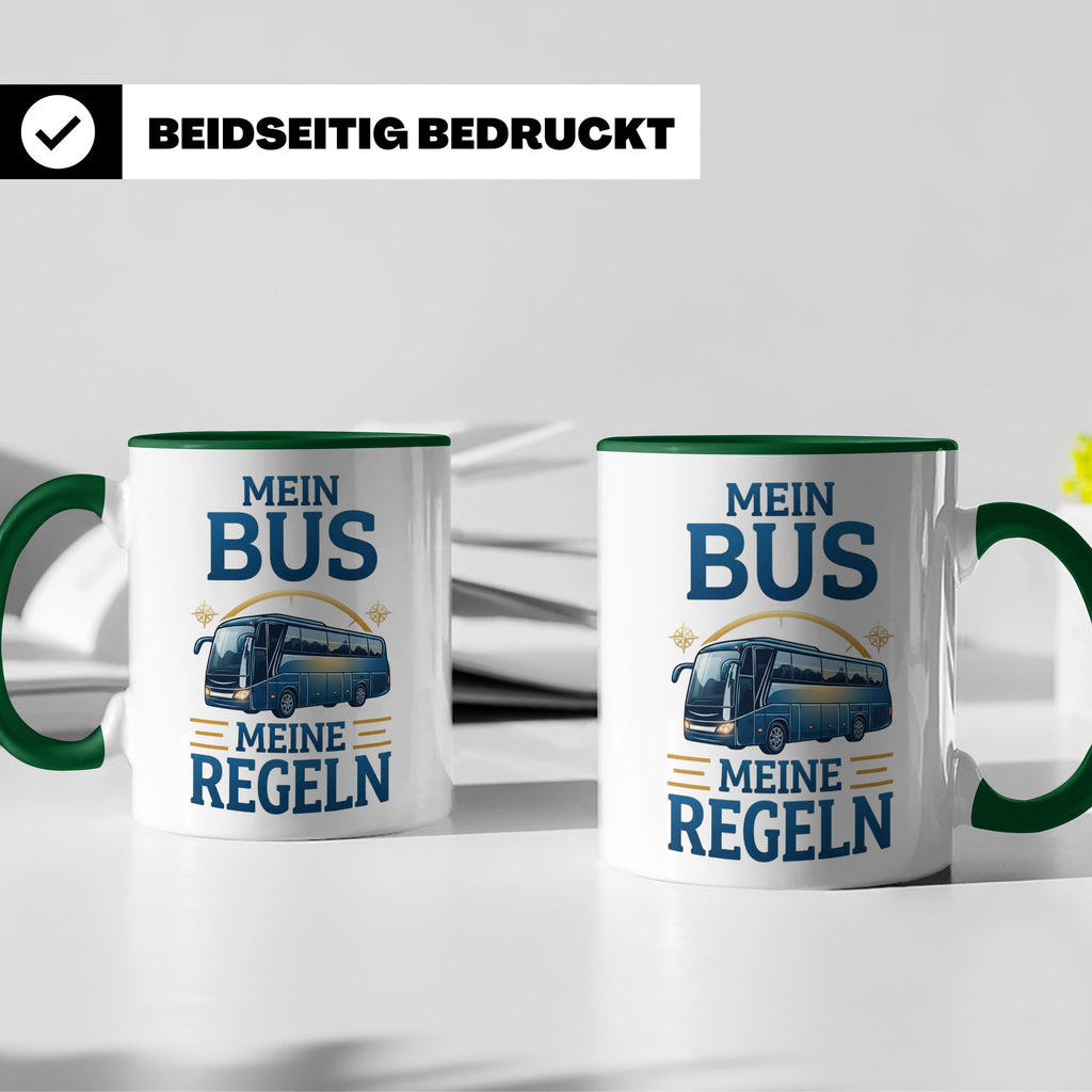 Busfahrer Tasse mit Spruch Mein Bus Meine Regeln, Geschenk f – Grün [farbe:grün]