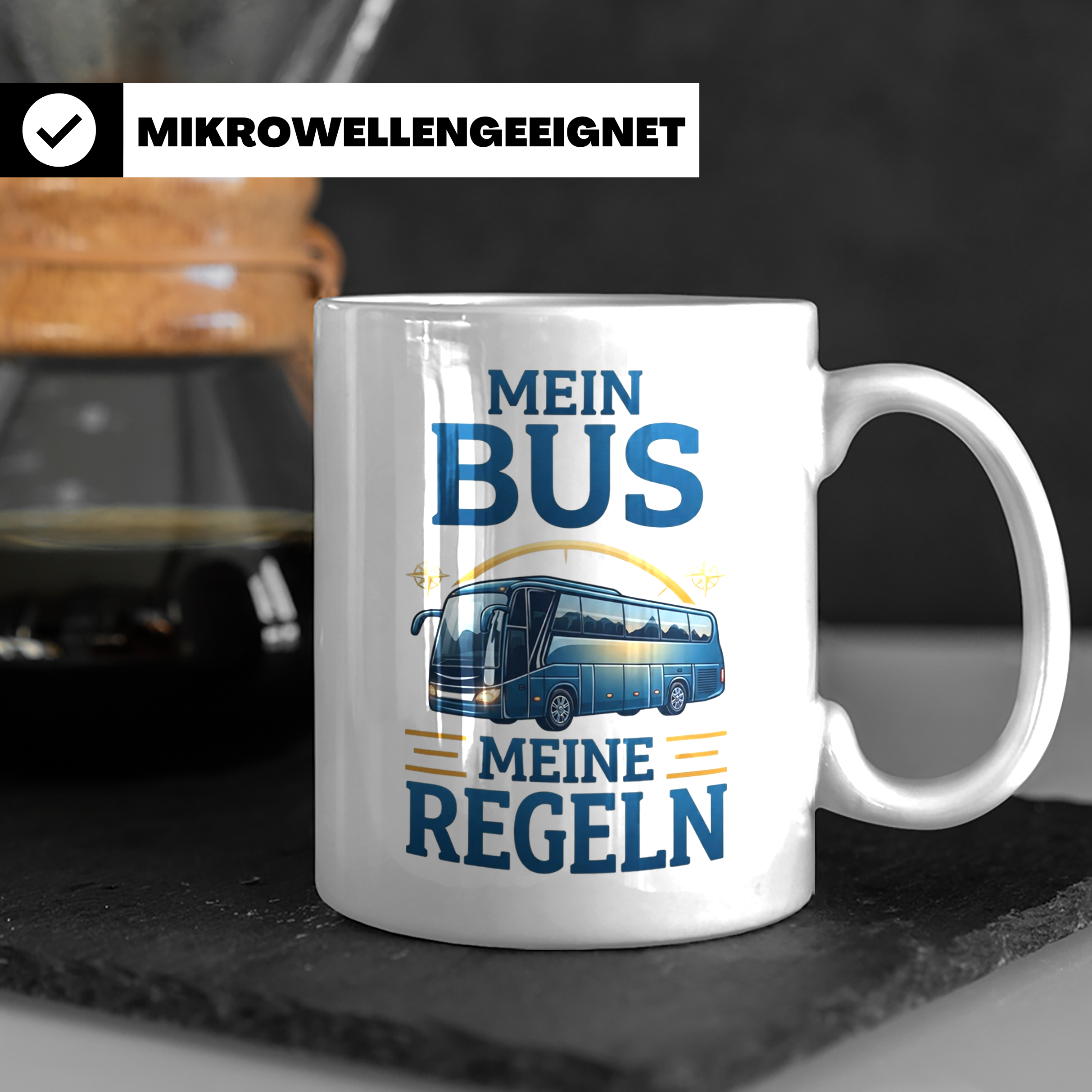 Busfahrer Tasse mit Spruch Mein Bus Meine Regeln, Geschenk f – Weiß [farbe:weiß]
