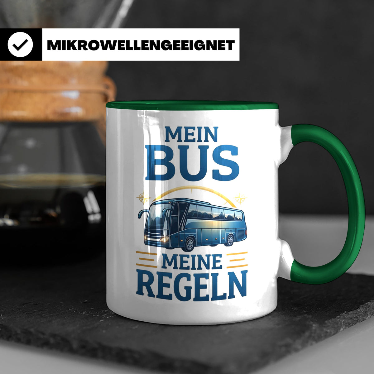 Busfahrer Tasse mit Spruch Mein Bus Meine Regeln, Geschenk f – Grün [farbe:grün]