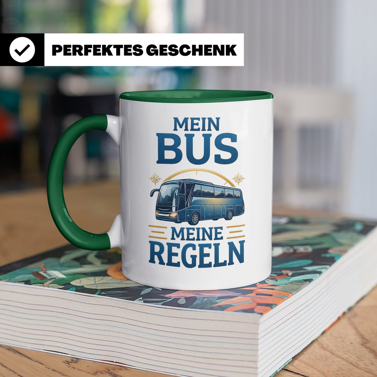 Busfahrer Tasse mit Spruch Mein Bus Meine Regeln, Geschenk f – Grün [farbe:grün]