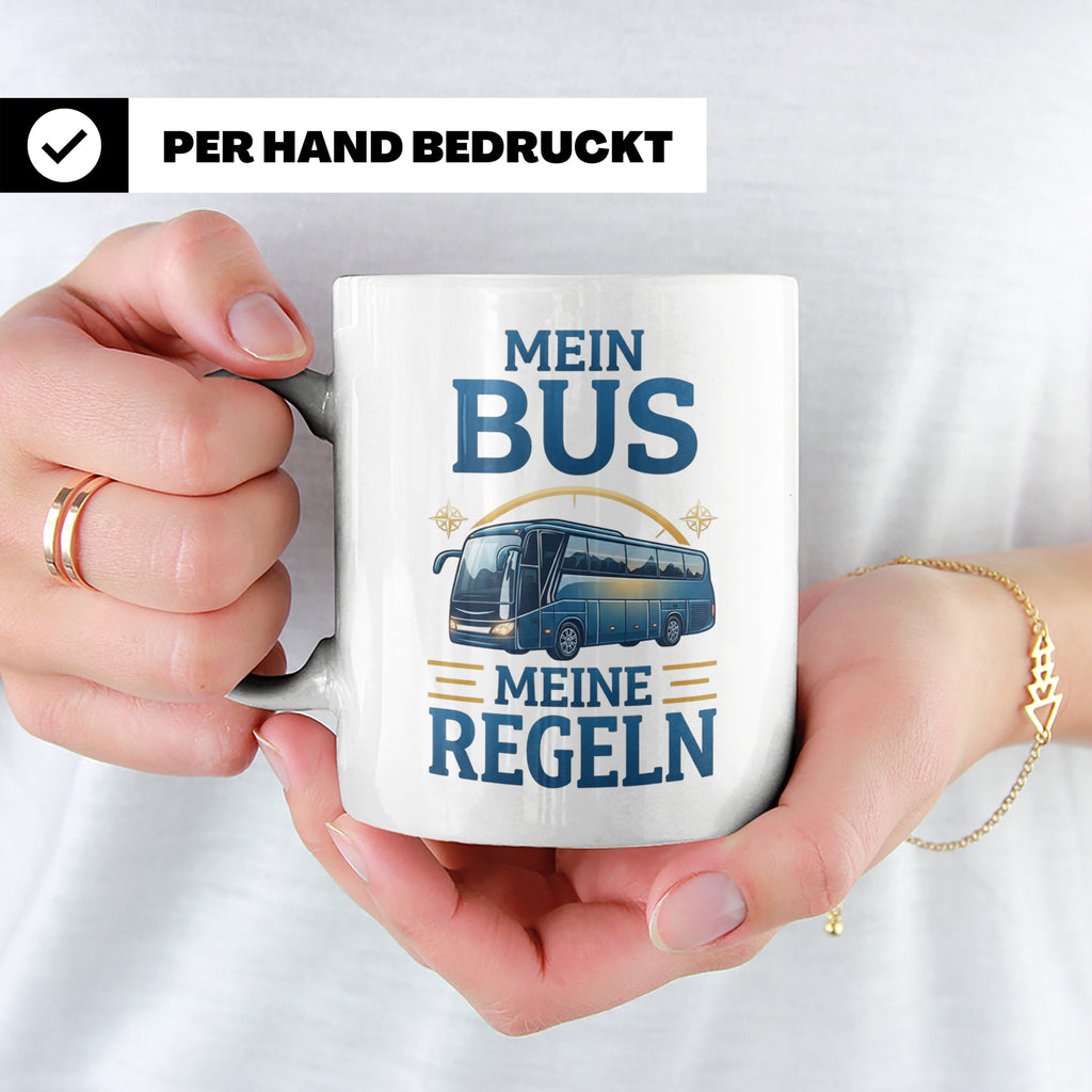 Busfahrer Tasse mit Spruch Mein Bus Meine Regeln, Geschenk f – Weiß [farbe:weiß]
